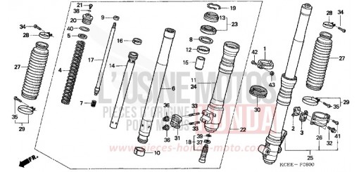FOURCHETTE AVANT XR250R4 de 2004
